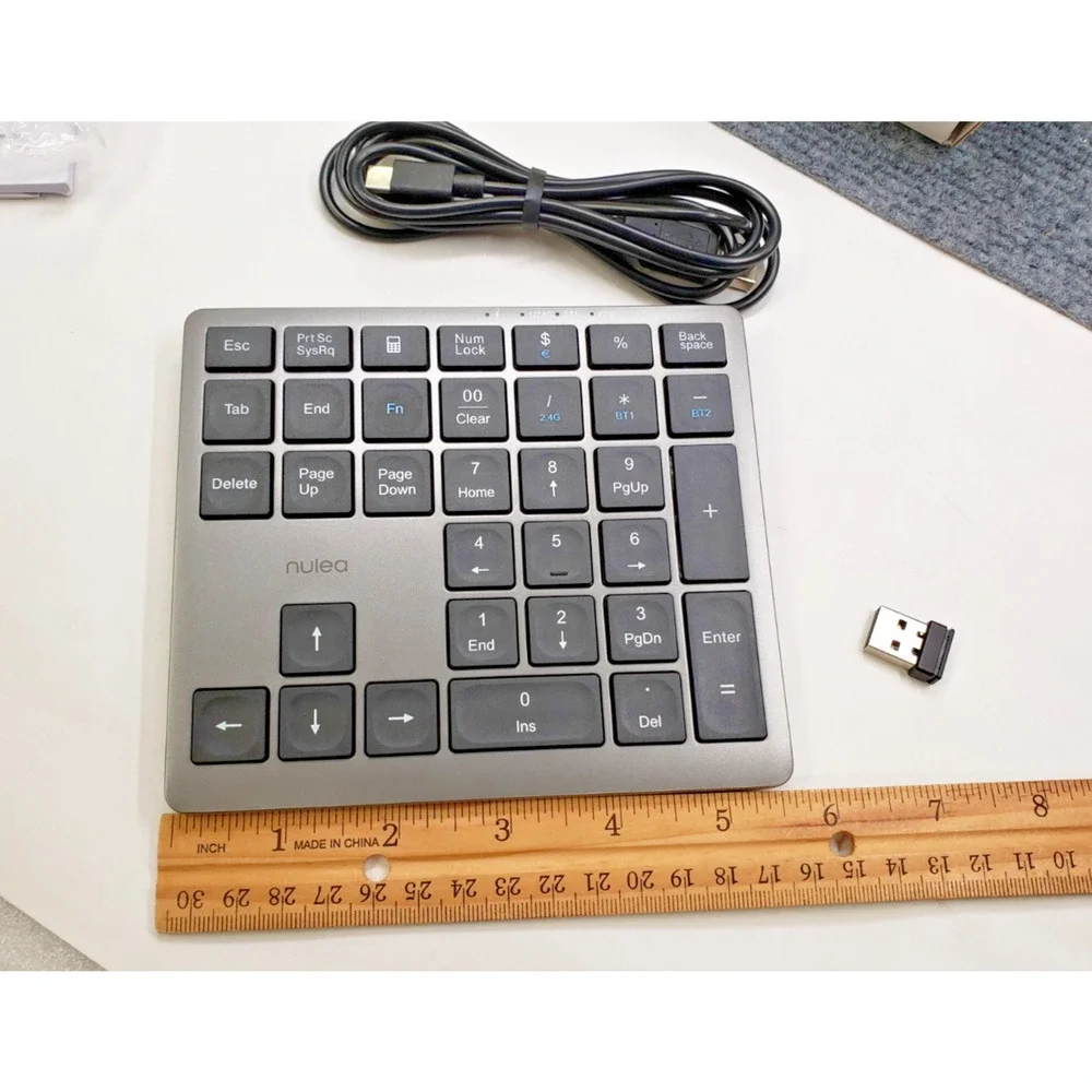 Bluetooth & 2.4G Number Pad, Rechargeable Wireless Numeric Keypad, Slim Silent